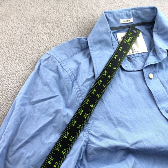 Abercrombie & Fitch Men Shirt Large Muscle Fit Button-Up Long Sleeve Blue Casual - Picture 9 of 16